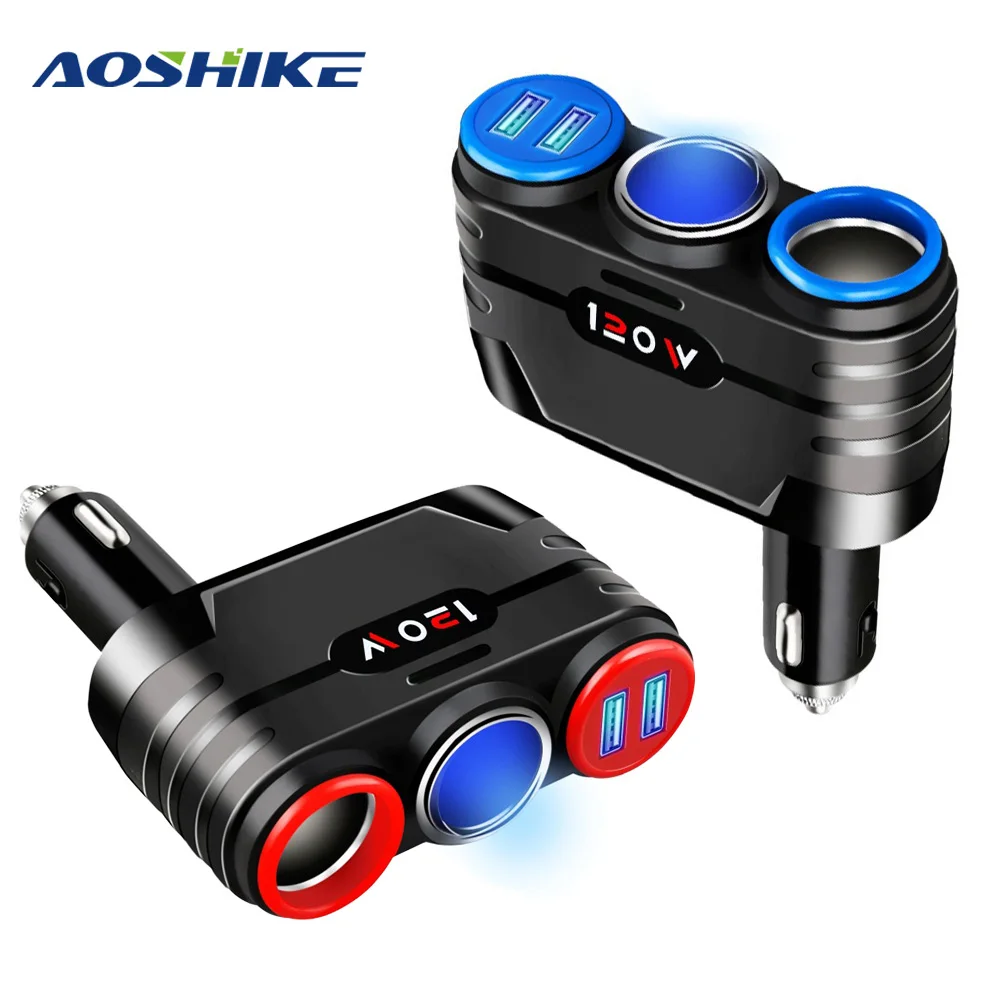 AOSHIKE автомобильное двойное USB с переключателем одно для трех прикуривателей