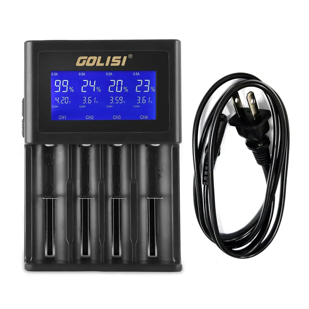 GOLISI S4 4 слота 2A умный ЖК аккумулятор зарядное устройство для литий ионных