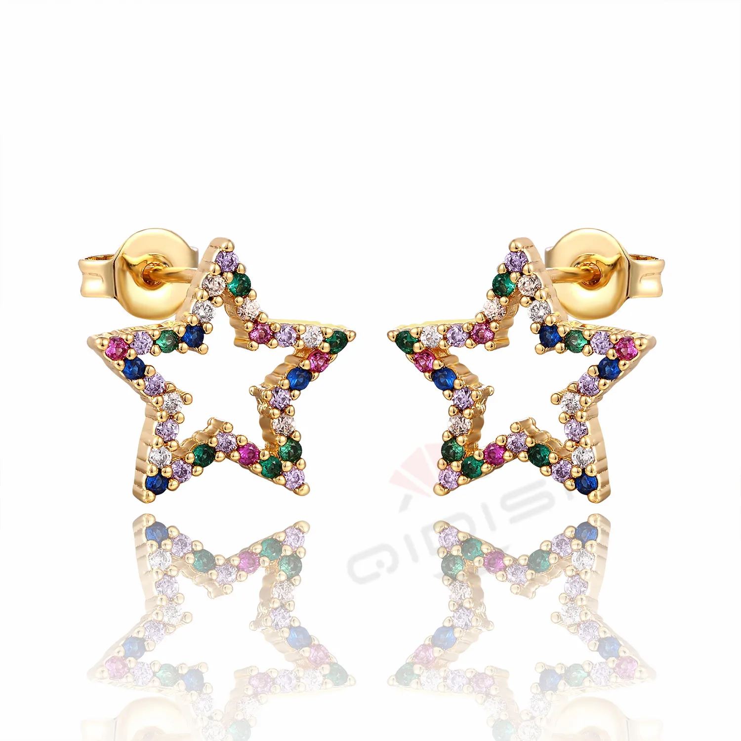 Модные женские золотые серебряные и звезда розового золота серьги-гвоздики с