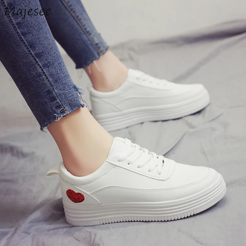 Vulcanize Shoes Women Classic Breathable Thick Bottom White Sneaker Womens Sweet Students All-match High Quality Female 2019 New | Обувь