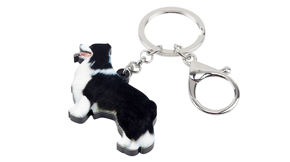 Weveni акриловые в стиле аниме Border Collie Dog брелок для ключей кольцо животных Ювелирные изделия для женщин девочек женский автомобильный кошелек талисманы подарок