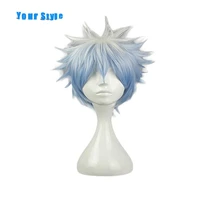 your style synthetic short pixie cut light blue layered curly cosplay wig hairstyles natural hair high temperature fiber