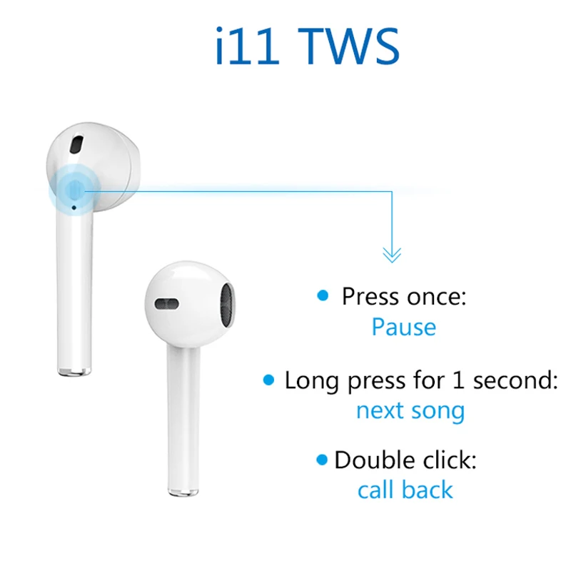 10 шт./лот i11 TWS стерео беспроводные Bluetooth наушники двойные с зарядной коробкой для