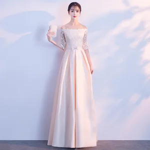 Dress 2020 new summer banquet noble elegant long section bridesmaid dress one word shoulder lady dress evening dress Dress 2020 new summer banquet noble elegant long section bridesmaid dress one word shoulder lady dress evening dress