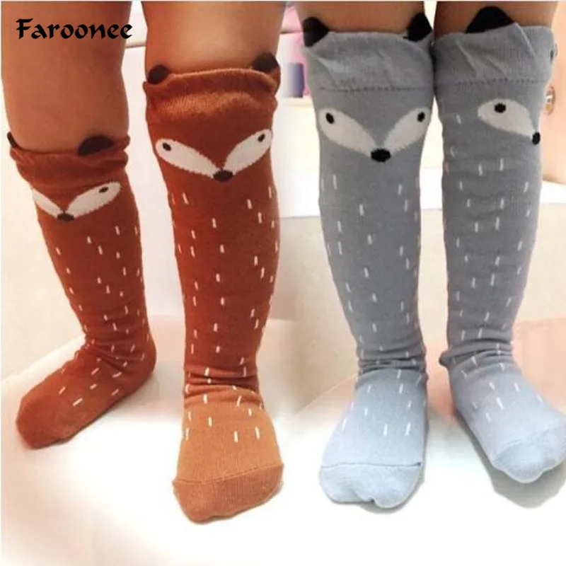 Картонные носки для малышей Детские осенне весенние гольфы до колена с рисунком