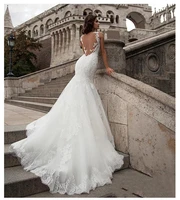 vestido de festa longo mermaid wedding dress sexy illusion back vestido de noiva appliques lace formal bridal wedding gown