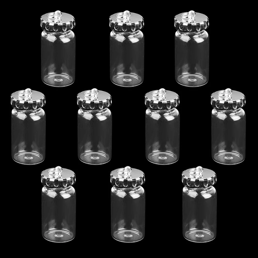 

10pcs Mini Vials Empty Glass Bottles Pendant Charms transparent