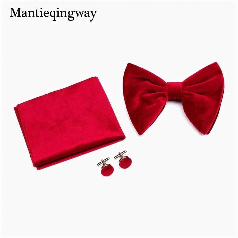 Mantieqingway большие галстуки для мужчин с бантом из плотного бархата Галстуки для свадьба брак сплошной Цвет Bowknots из платье с поясом галстук-бабочка