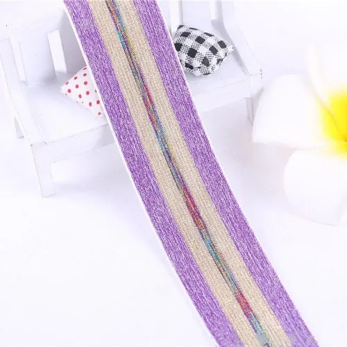 Light purple 1 м золотые и серебряные полосы Эластичные ленты 40 мм эластичная лента для одежды сумки брюки эластичная резина 4 см тесьма DIY Швейные аксессуары - Цвет: Light purple