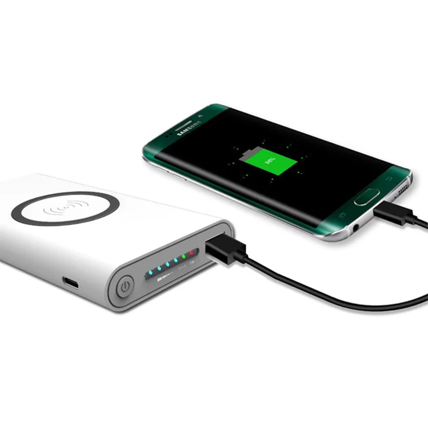 QI Беспроводное зарядное устройство USB 10000 мАч портативный внешний аккумулятор