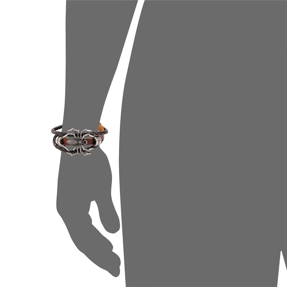 Для мужчин ювелирные изделия из натуральной кожи человека-паука Wrap браслет