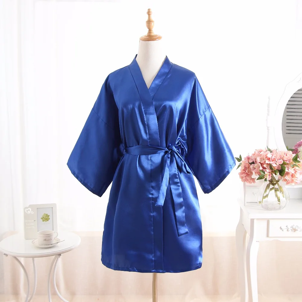 Sexy Women's Deep-V-Neck Nightwear Robes Wedding Bride Bridesmaid Mid-Sleeve Lace Silk Female Bathrobes Sleepwear Solid | Женская