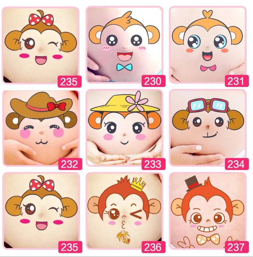 3 шт./лот новинка костюмы для беременных наклейки на живот реквизит бесплатная