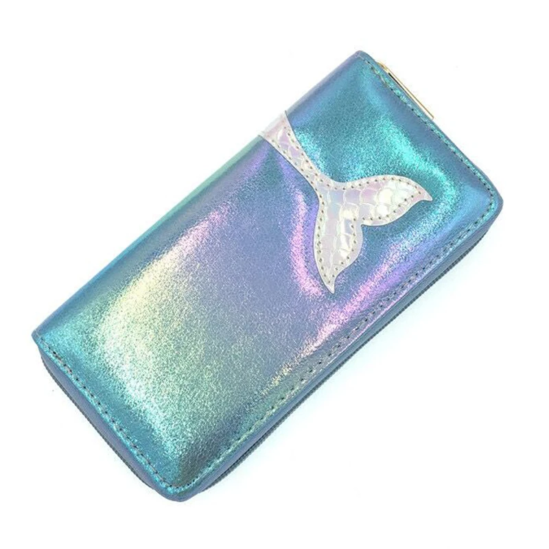 Женский Длинный кошелек русалка с голограммой Радужный для мобильного телефона