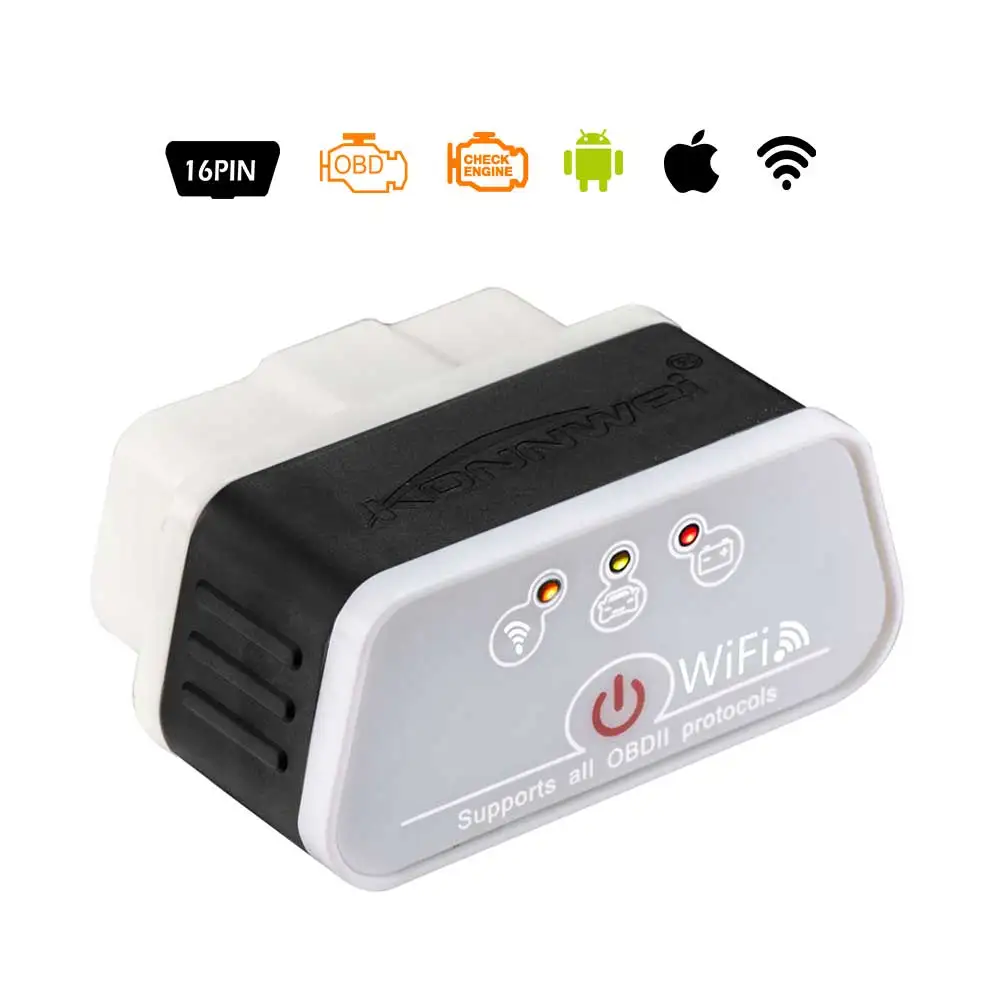 Konnwei KW903 EML327 Wifi V1.5 Авто OBD2 диагностический инструмент ODB 2 Автосканер ELM 327 Wi-Fi OBD2 код ридер для Android/IOS Wi-Fi - Цвет: black and white