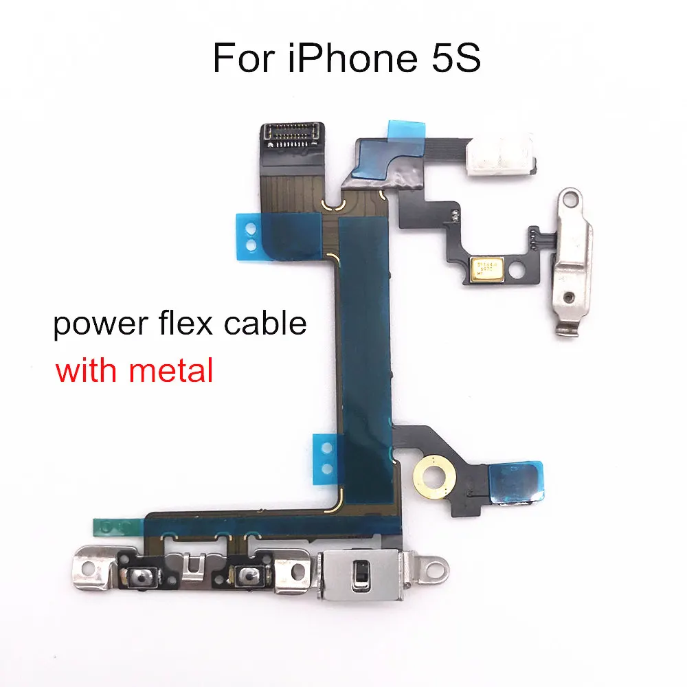 1 шт. гибкий кабель питания с металлом для iPhone 5, 5S, SE, 6, 6 S, 7, 8 Plus, X переключатель громкости, кнопка включения и выключения, Запасная часть - Цвет: For iPhone 5S