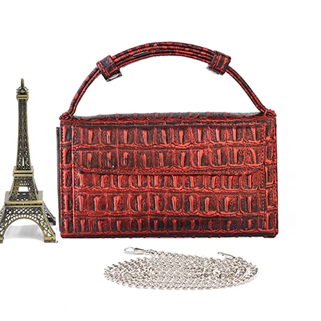 Crocodile Maroon Bolsa Feminina, женская сумка из натуральной кожи, женская модная сумка на плечо с цепочкой, роскошная дизайнерская крокодиловая сумка, сумки-мессенджеры - Цвет: Crocodile Maroon