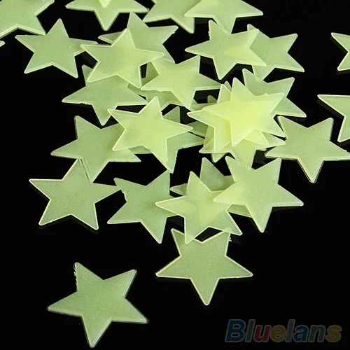 100x светится в темноте пластиковые настенные наклейки Декор для дома детской