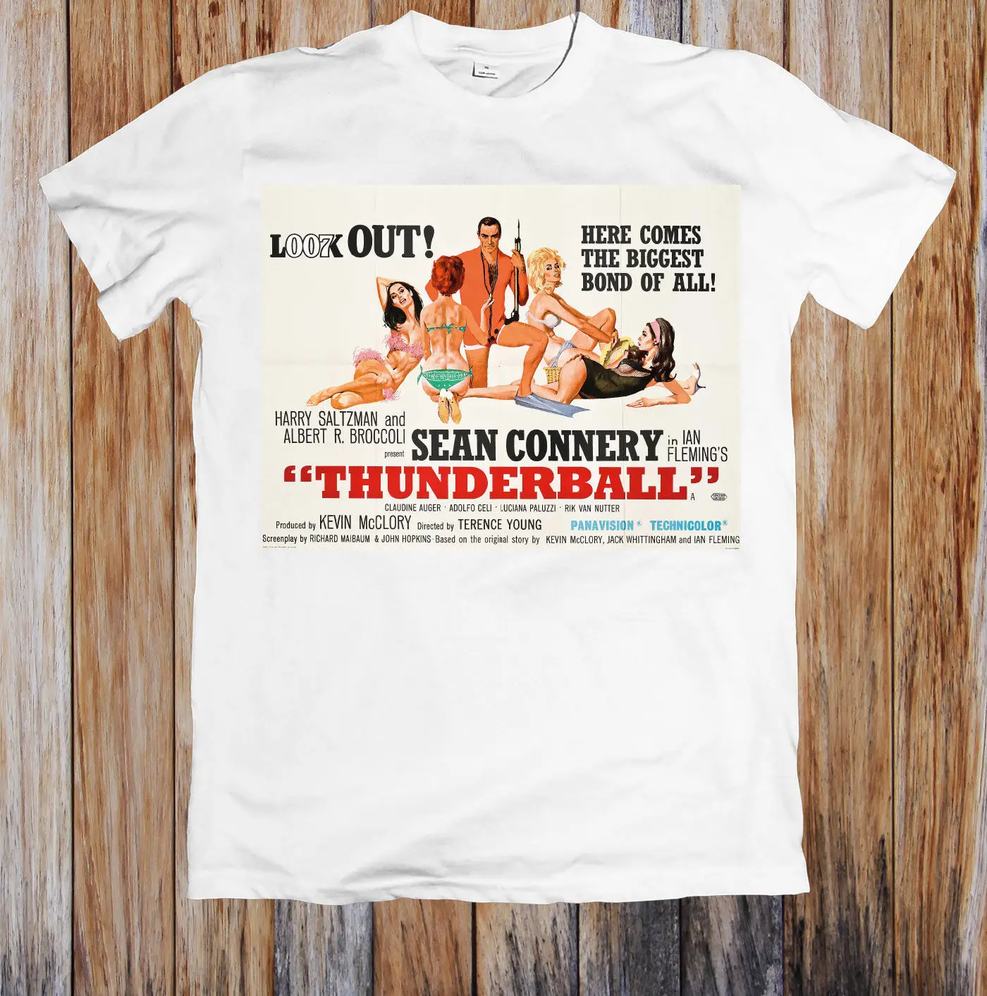 THUNDERBALL 007 60 х Ретро постер фильма унисекс футболка|Мужские футболки| |