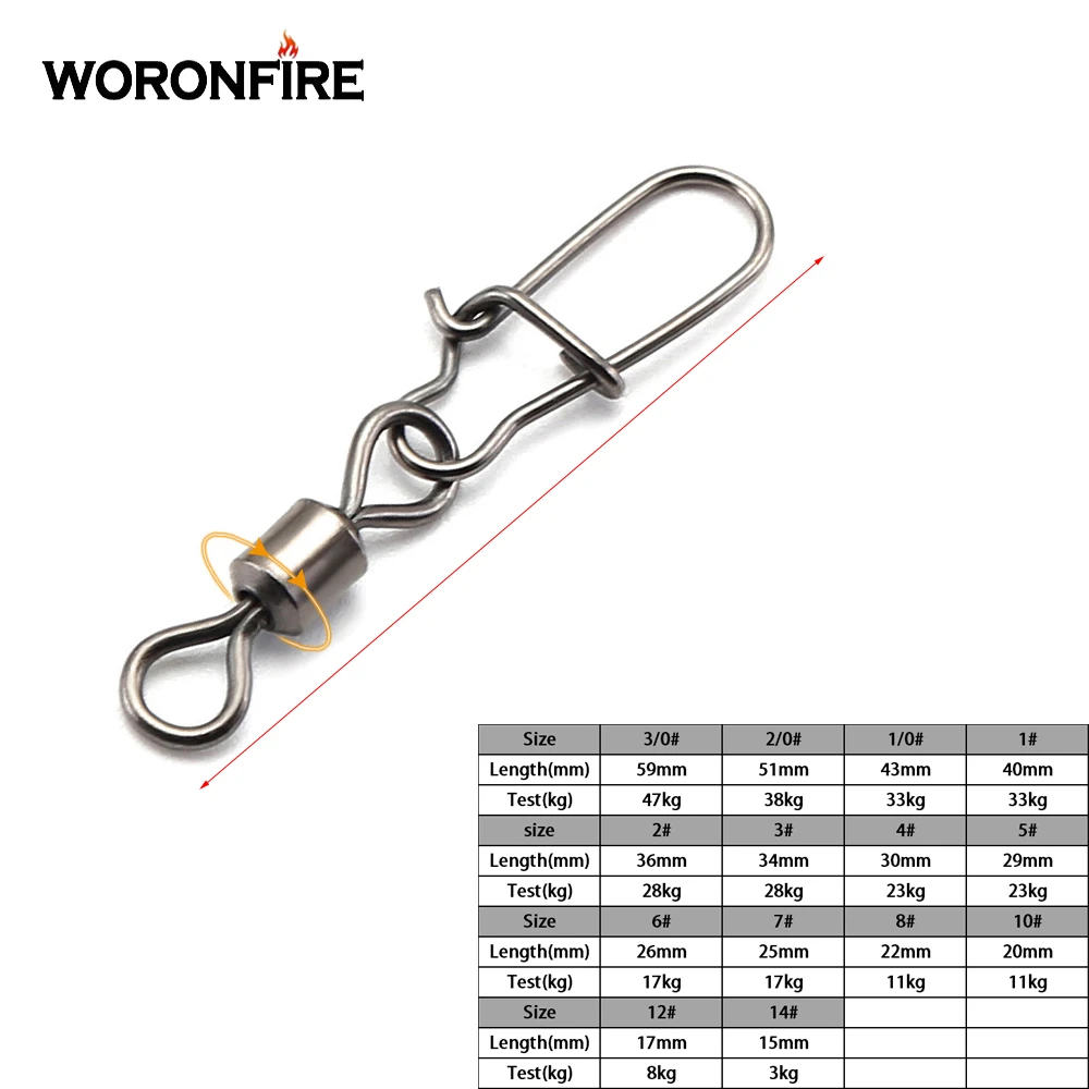 50 шт./лот Рыбалка Разъем роликовых подшипников качения поворотный 3/0 2/0 1/0 1 2 4681012 14