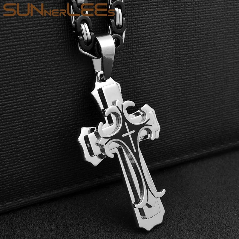 SUNNERLEES Подвеска из нержавеющей стали с крестом Иисуса Христа ожерелье
