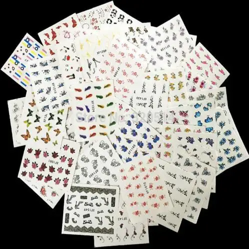 50 Листы смешанный дизайн переводные наклейки для ногтевого дизайна водяные