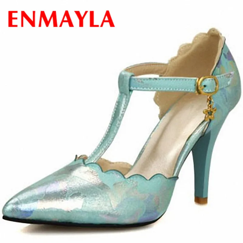 ENMAYLA Fashion Pointed Toe Women Pumps High Heels Sexy Ankle Straps Ladies Sandals Shoes Woman Big Size 34-47 | Обувь