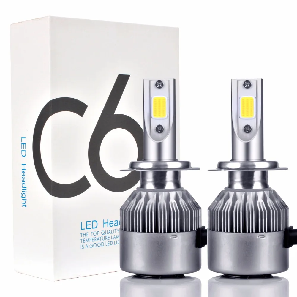 2x H7 CAN шина COB светодиодный автомобиль фары лампы дальнего ближнего света 3600LM 72 Вт