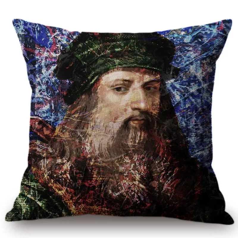 Наволочка для подушки из хлопка и льна с изображением знаменитостей|cushion cover|painting