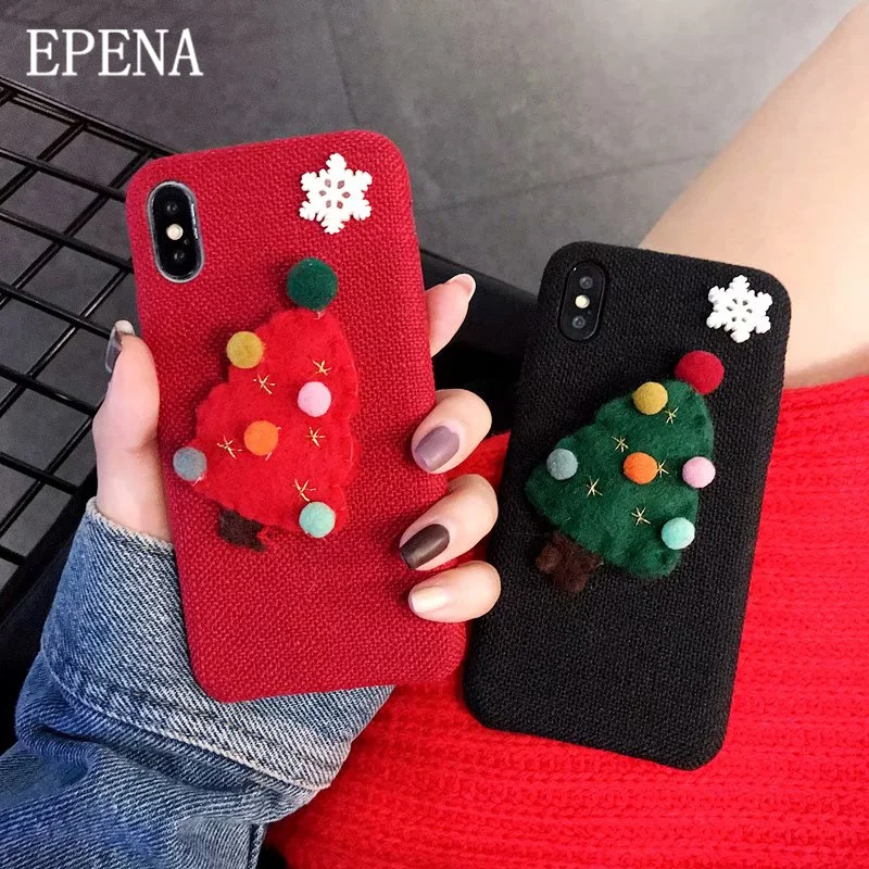 Милый Рождественский чехол EPENA для iphone X XR XS Max мультяшный пушистый с