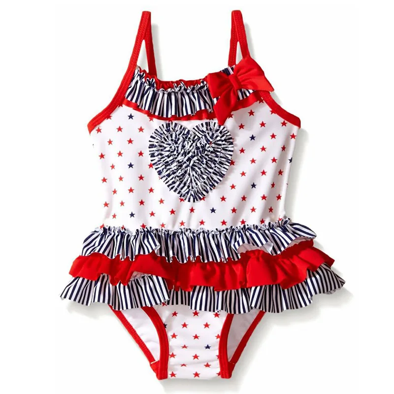 Новинка 2017 года кружевной купальник в полоску с принтом горошек для девочек