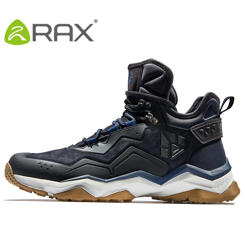 RAX Men's Waterproof Hiking Anti-slip Trekking Multi-terrian Mountaineer Shoes for Winter Breathable Warming of Genuine Leather