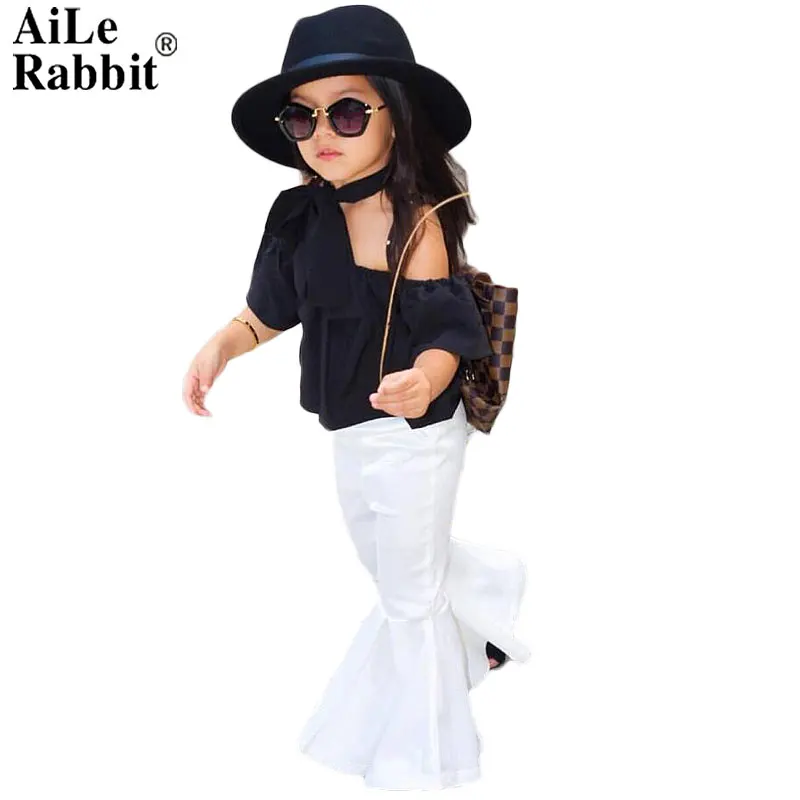 AiLe Rabbit/Новинка 2018 комплекты одежды для девочек одежда малышей детская футболка +
