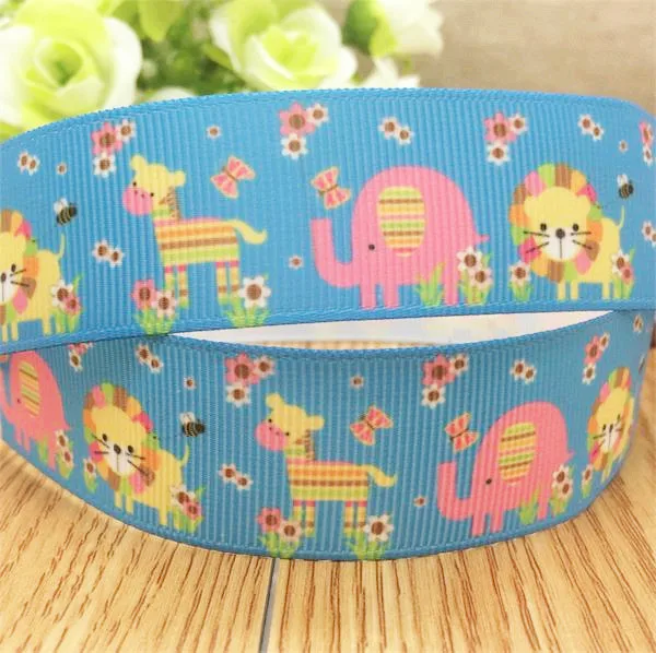 25mm style 8 Смешанные размеры слон зебра лев напечатанный Grosgrain ленты одежда пекарня подарок упаковочный материал 10 ярдов - Цвет: 25mm style 8