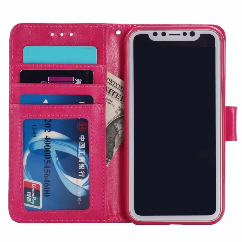 50 шт./лот для iphone X Crazy Horse Кошелек из искусственной кожи ТПУ чехол 7 8 plus 6 SE 5 дюймов |