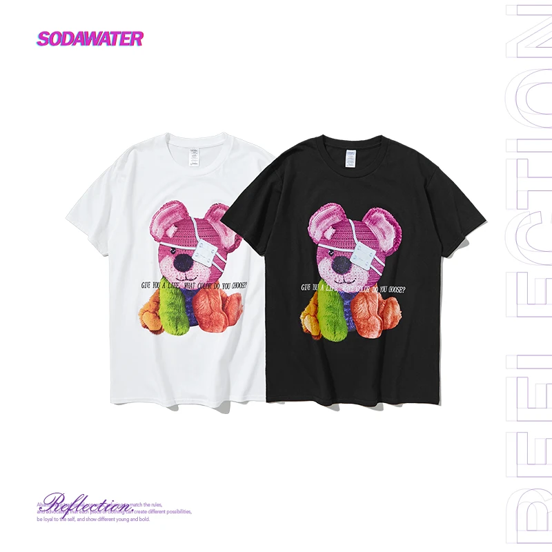 SODAWATER Toy Bear/футболка для девочек с принтом летние футболки Футболка круглым