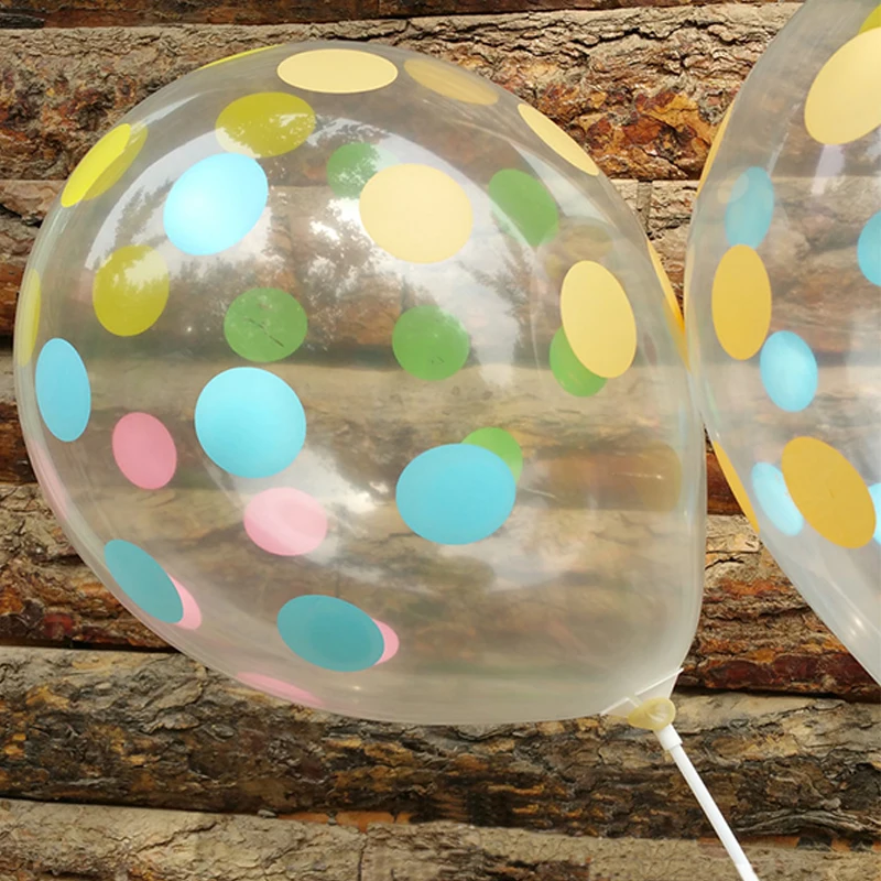 20 шт. 12 дюймов с Цвет горошек Прозрачный воздушных шаров из латекса воздушные