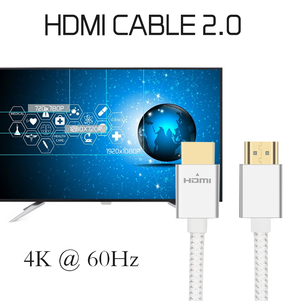 Perlinta HDMI 2,0 32AWG кабель 4 к 60 Гц мужчин и женщин конвертер адаптер Kable для компьютера HDTV 1,2 м 2 м 3 м