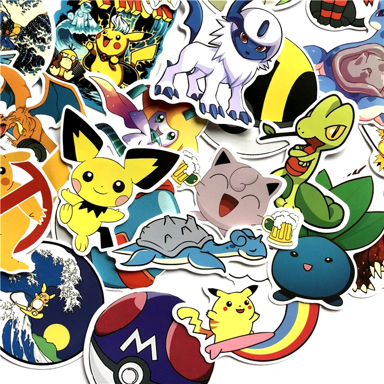 45 шт Стикеры s Kawaii pikaPokeball аниме наклейки для Водонепроницаемый солнцезащитный