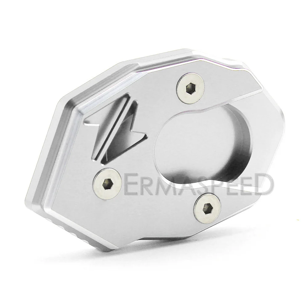 Для Kawasaki z900 Мотоцикл CNC алюминиевый увеличитель боковой стойки Kickstand увеличенная пластина зеленый черный серебристый синий оранжевый красный - Цвет: Серебристый