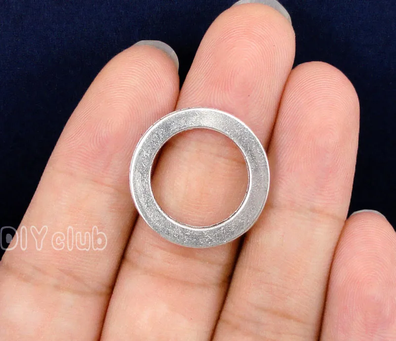 

50pcs-Antique Silver Tone Round Circle Connector Charms 22mm
