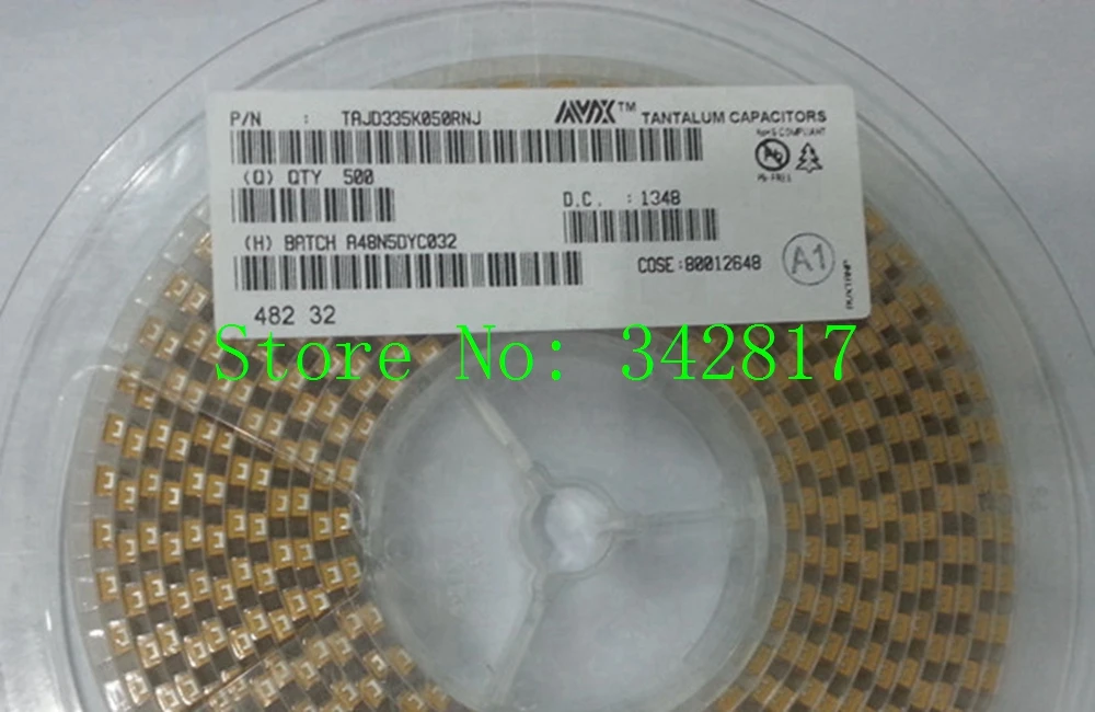 TAJD335K050RNJ крышка танта 3 мкФ 50V 10% 2917 Танталовые Конденсаторы D Тип 50 шт | Электронные