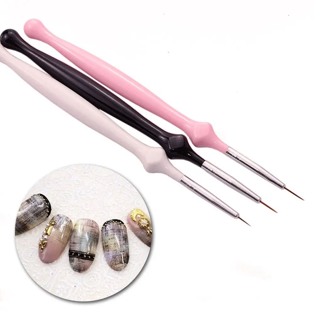 3 шт. акриловый набор кистей для дизайна ногтей ультратонкие инструменты