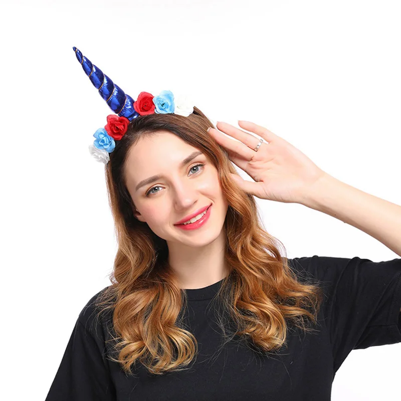 

Повязка на голову женская/детская с цветами, милый головной убор в виде единорога, вечерние аксессуары для волос в виде единорога, милые обр...