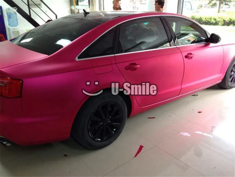 Премиум матовая металлическая розовая виниловая оберточная рулонная наклейка