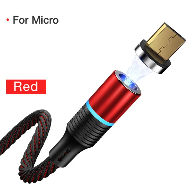 Red for Micro CAFELE Магнитный Micro USB кабель для iPhone светодиодный QC3.0 Тип C плетеный кабель зарядное устройство для samsung Xiaomi huawei 1 м 3 А Быстрая зарядка - Цвет: Red for Micro