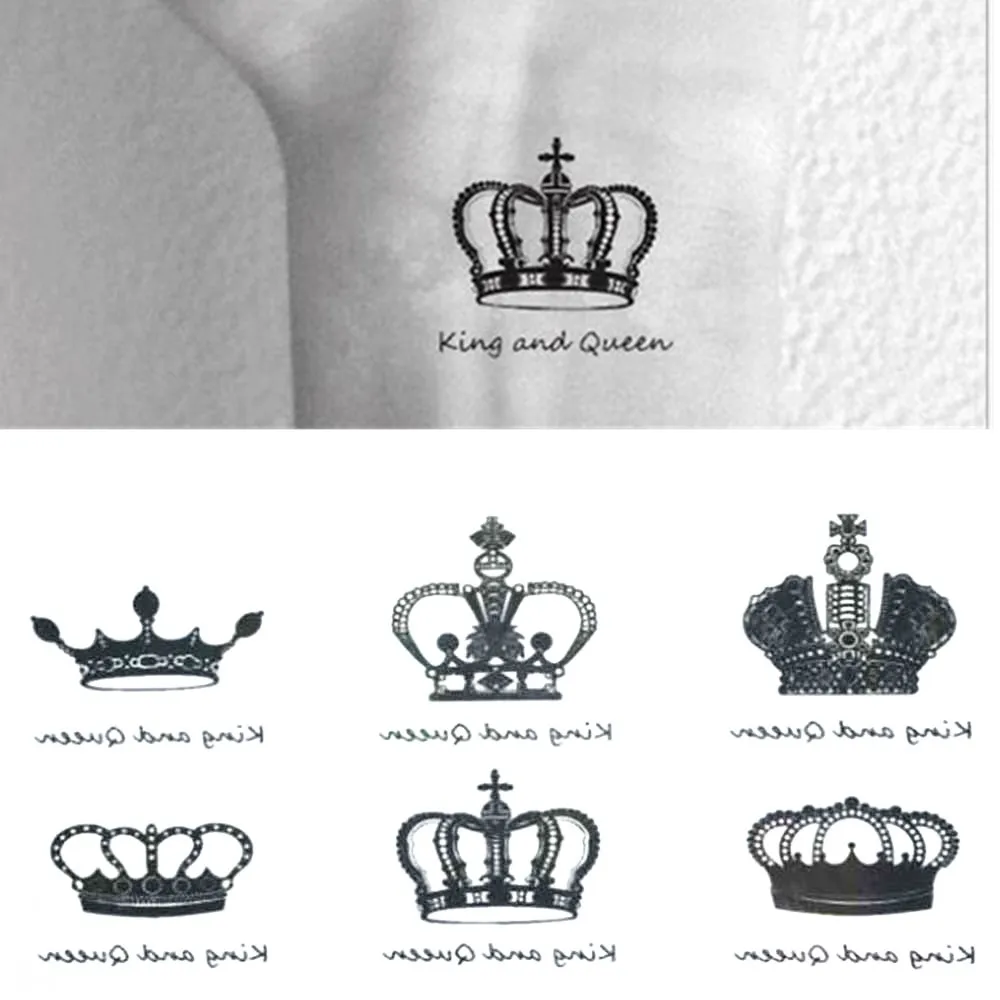 TOMTOSH 1pcs Crown English Pattern Tattoo Stickers Water Transfer for Women Men | Красота и здоровье