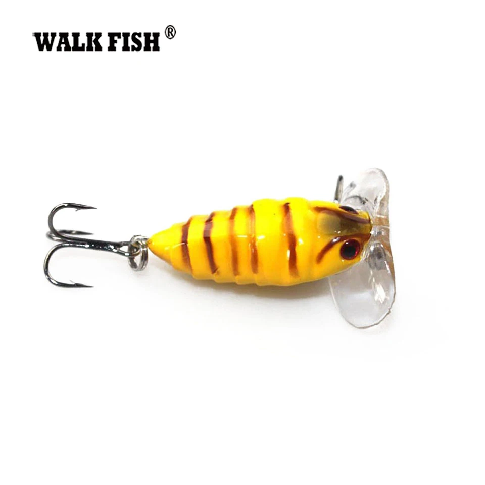 Walk Fish, 1 шт., 4 см, 4,2 г, Cicada, Поппер для рыбалки, блесна, Япония, Topwater, 3D глаза, жесткая плавающая приманка, крючок, снасть, Реалистичная, воблер, приманка для рыбы - Цвет: KC001 004