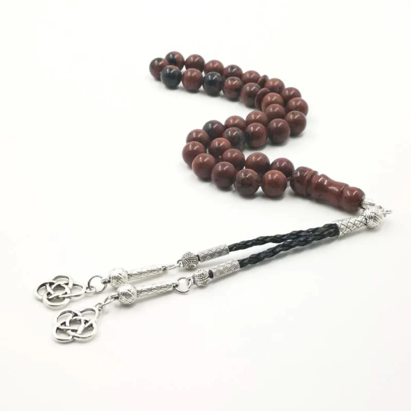 Натуральный Красный обсидиан Tasbih мужской четки Редкий Камень 33 мусульманская