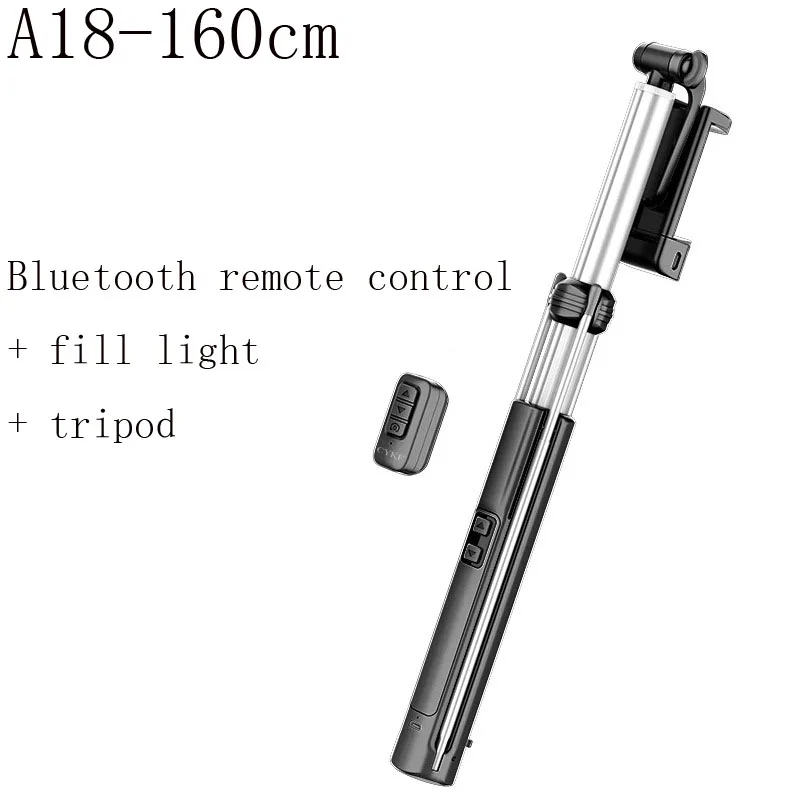 CYKE A18 A17, селфи-Палка с Bluetooth, селфи-палка 110, 160 см, телескопический стержень, заполняющий светильник, штатив с автоспуском, селфи-Палка с Bluetooth - Цвет: 4